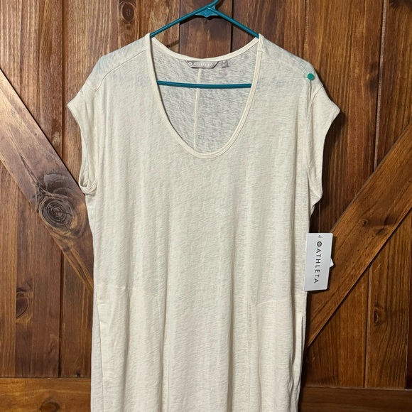 New Athleta Martinique Maxi Soft Drapey Pockets Dress Asiago White M $108 NWT - Picture 3 of 11